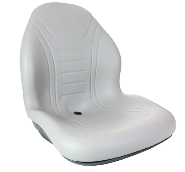 Siège baquet moulé en plastique PVC gris avec plusieurs trous de montage