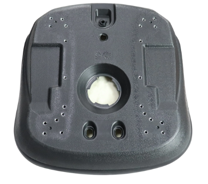 Siège baquet moulé en plastique PVC gris avec plusieurs trous de montage